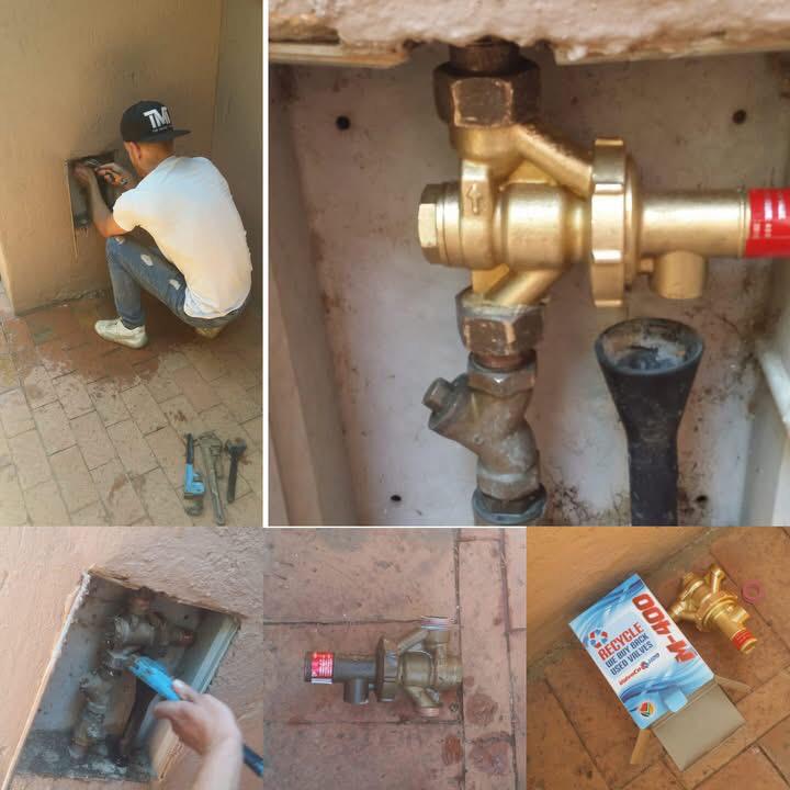 Pressure valve and mains repair montage